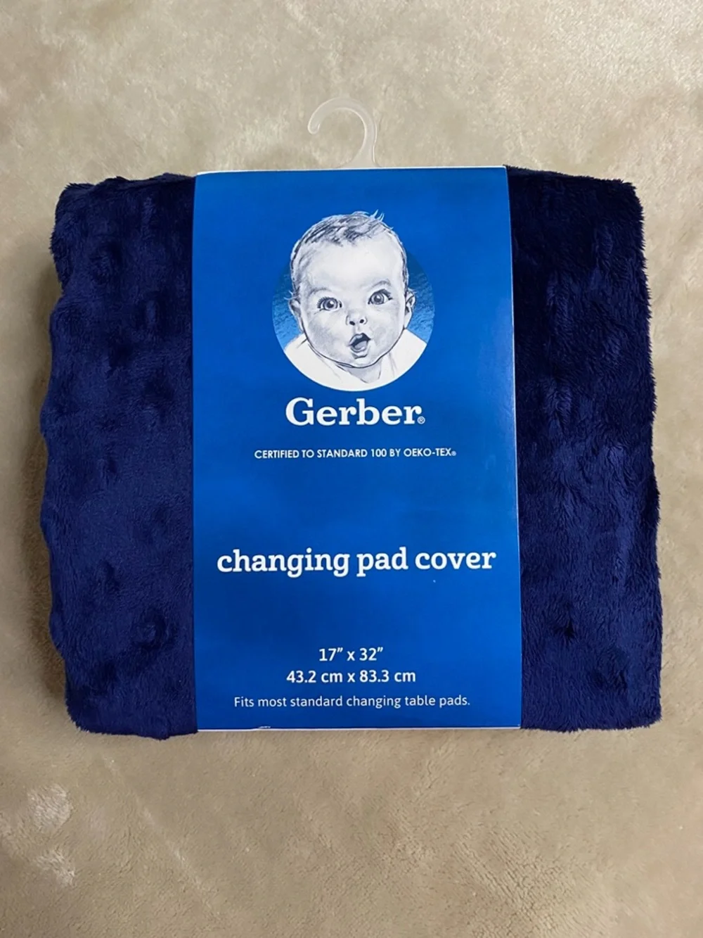 Navy Blue Textured Baby Changing Pad Cover